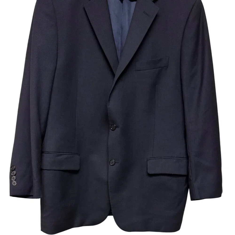 Hickey Freeman Milburn II Men's Blazer 100% Wool Black Fully Lined Pockets 44R